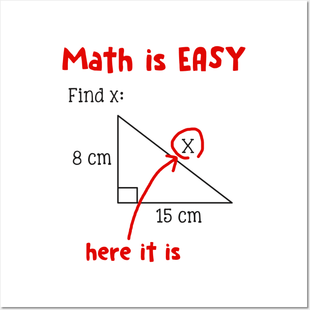 Math Is Easy Here It Is Funny Math Teacher Student Gift Wall Art by Dunnhlpp